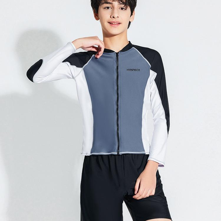 子供 水着 男の子 ジュニア セパレート 3点セット 長袖 ロングパンツ ラッシュガード 紫外線対策 UVカット 撥水 スクール スイムウェア 海 プール ビーチ レジャー 旅行 アウトドア 黒