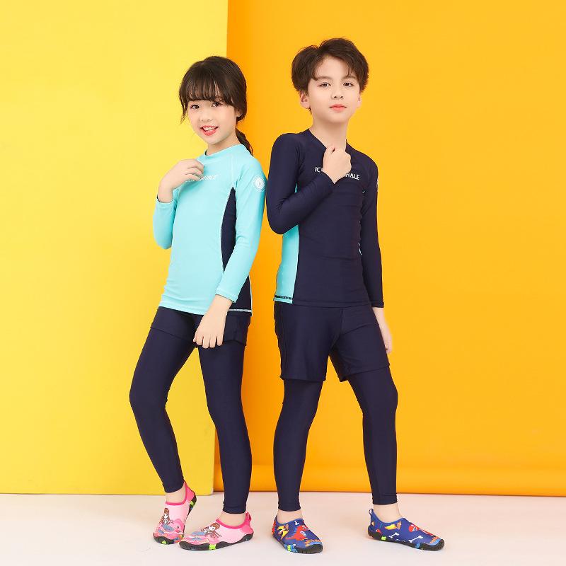 子供 水着 男の子 女の子 長袖 長ズボン ラッシュガード セパレート 速乾 防紫外線 3点セット ジュニア キッズ スイムウェア オールシーズン 海 プール ビーチ スクール 3才 15才 スクール 100 110 120 130 140