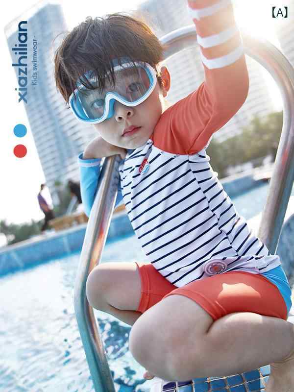 ・対象年齢: 10-12歳・スタイル: 韓国風・表地素材: ポリエステル・裏地素材: ポリエステル・カラー: オレンジ・ブルー・ブラック・ホワイトストライプ（セパレート）・サイズ展開: 身高80-90cm、身高90-100cm、身高100-110cm、身高110-120cm、身高120-130cm、身高130-140cm、身高140-150cm・タイプ: ブリーフ、ビキニ、ボクサーパンツ、ワンピース水着、セパレート水着