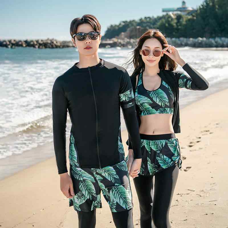 水着 ペア カップル メンズ レディース フィットネス セパレート 長袖 ラッシュガード 体型カバー 着痩せ 紫外線対策 UVカット 露出控えめ 伸縮性 ナイロン 春 夏 海 ビーチ プール リゾート 大きいサイズ