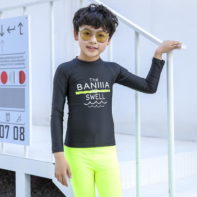 キッズ 水着 男の子 長袖 ロングパンツ 紫外線対策 速乾 セパレート スイムウェア ラッシュガード 上下セット 動きやすい ジュニア 10代 スクール 水遊び スイミング ビーチ 海 プール レジャー 温水 緑 黒 春 夏