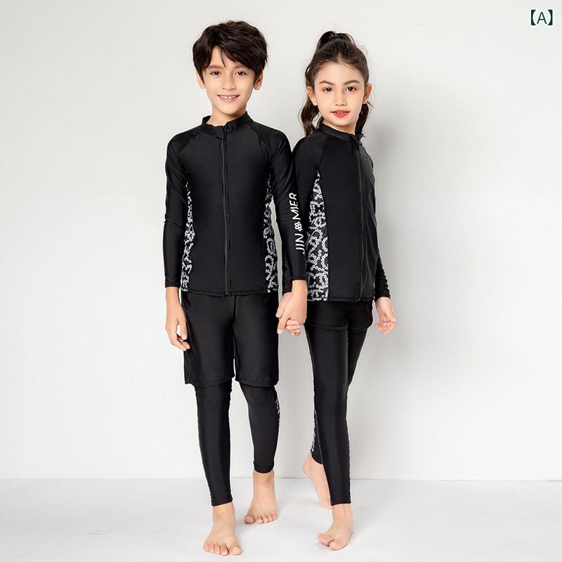 子供 水着 男の子 女の子 キッズ セパレート 長袖 保温 防寒 ラッシュガード ウエットスーツ シュノーケリング 海 ビーチ プール スイミング スクール UVカット 紫外線対策 10代 秋 冬 3点セット 伸縮性 フィット