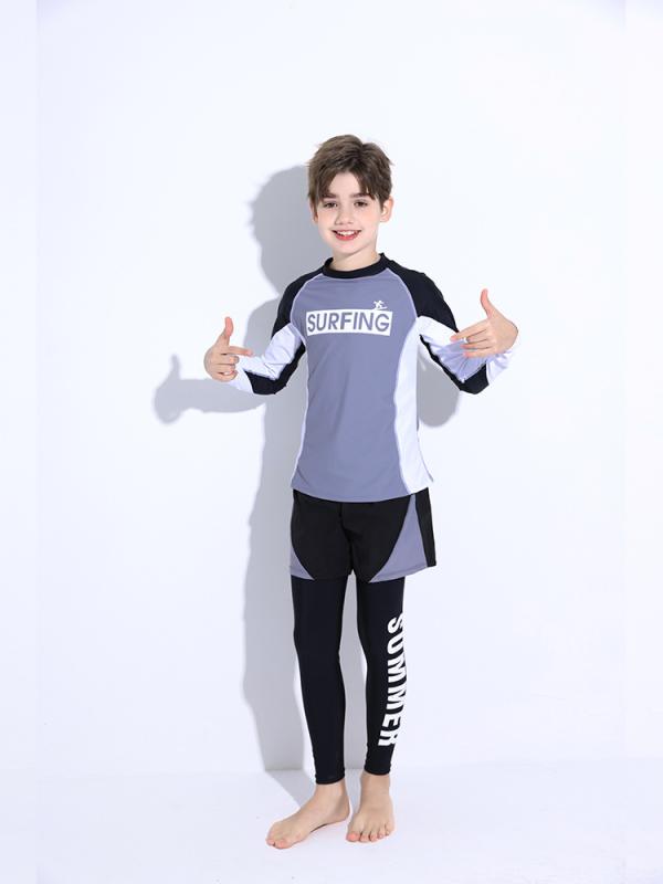 水着 セパレート キッズ 男の子 ジュニア スクール ラッシュガード 長袖 長ズボン レギンス 紫外線対策 UVカット 伸縮性 撥水 速乾 動きやすい 潜水 海 ビーチ プール スイミング スクール 140 150 160 170