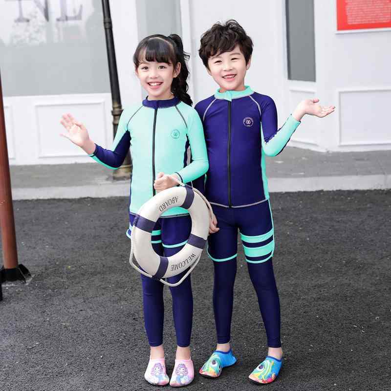 子供 水着 男の子 女の子 長袖 セパレート ジュニア スイムウェア ラッシュガード スリーピース 速乾 日焼け防止 紫外線対策 UVカット 接触冷感 水遊び 練習用 スクール プール 海 ビーチ 夏 グリーン