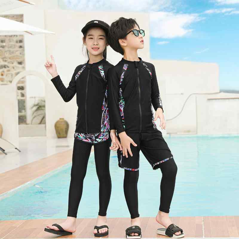 キッズ 水着 男の子 女の子 セパレート 上下セット 長袖 ロングパンツ ラッシュガード UVカット スイムウェア ビーチ プール 温泉 スクール 子供 かわいい 春 夏
