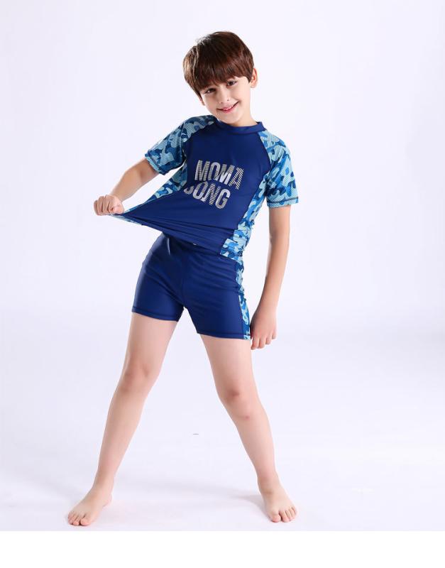 キッズ水着 男の子 セパレート 長袖 ラッシュガード スイムパンツ 上下セット ジュニア スクール 迷泳 水遊び プール 海 ビーチ レジャー 紫外線対策 日焼け防止 UVカット 120 130 140 150 160 ネイビー