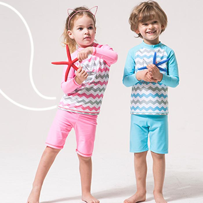 子供 水着 男の子 女の子 セパレート 半袖 5分丈パンツ ラッシュガード スイムウェア キッズ ジュニア 防晒 UVカット 紫外線対策 日焼け防止 日よけ 高弾性 伸縮性 動きやすい スイミング プール 海 水遊び ピンク ブルー