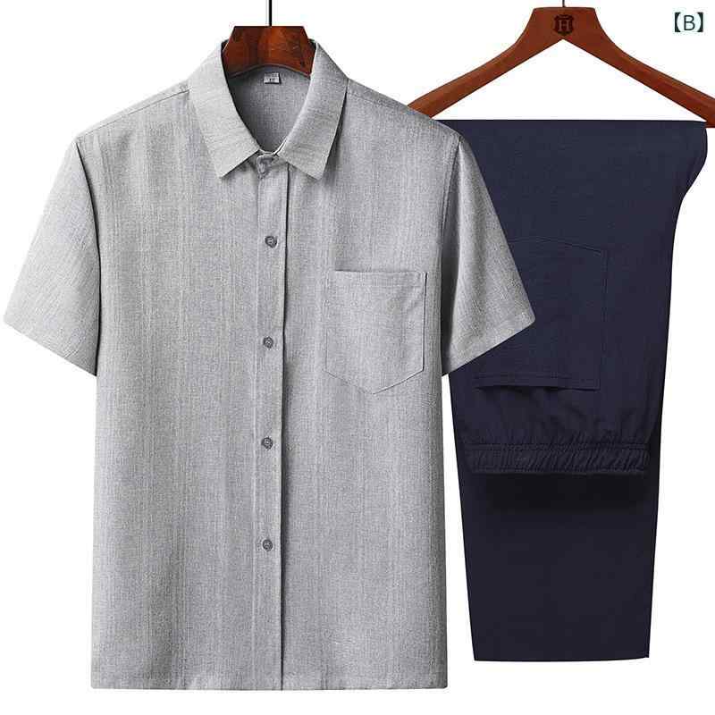 シャツ メンズ 父の日 シニア 紳士 服 半袖 襟付き 接触冷感 ゆったり 涼しい 形態安定 アセテート 綿 ストライプ カジュアル 夏 チャコール グレー ネイビー 70代 おじいちゃん プレゼント 贈り物 remake-buddy-10922663 リメイクバディー サンプル画像3