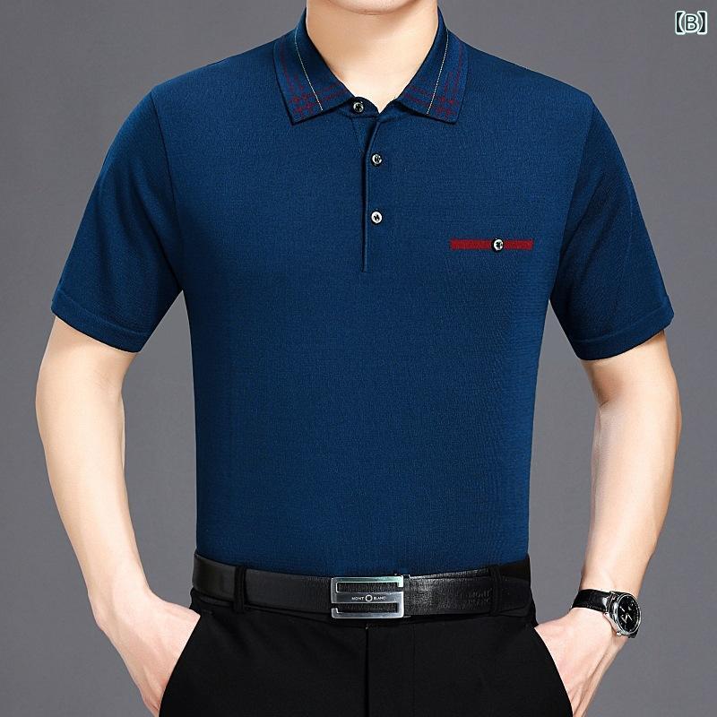 ポロシャツ メンズ 半袖 Tシャツ 襟付き カットソー 竹繊維 薄手 抗菌 ゆったり カジュアル ビジネス ゴルフ 紳士 涼しい 接触冷感 無地 夏 青 ワインレッド 緑 トップス インナー レイヤード シニア 父の日 プレゼント 40代 remake-buddy-10926770 リメイクバディー サンプル画像3