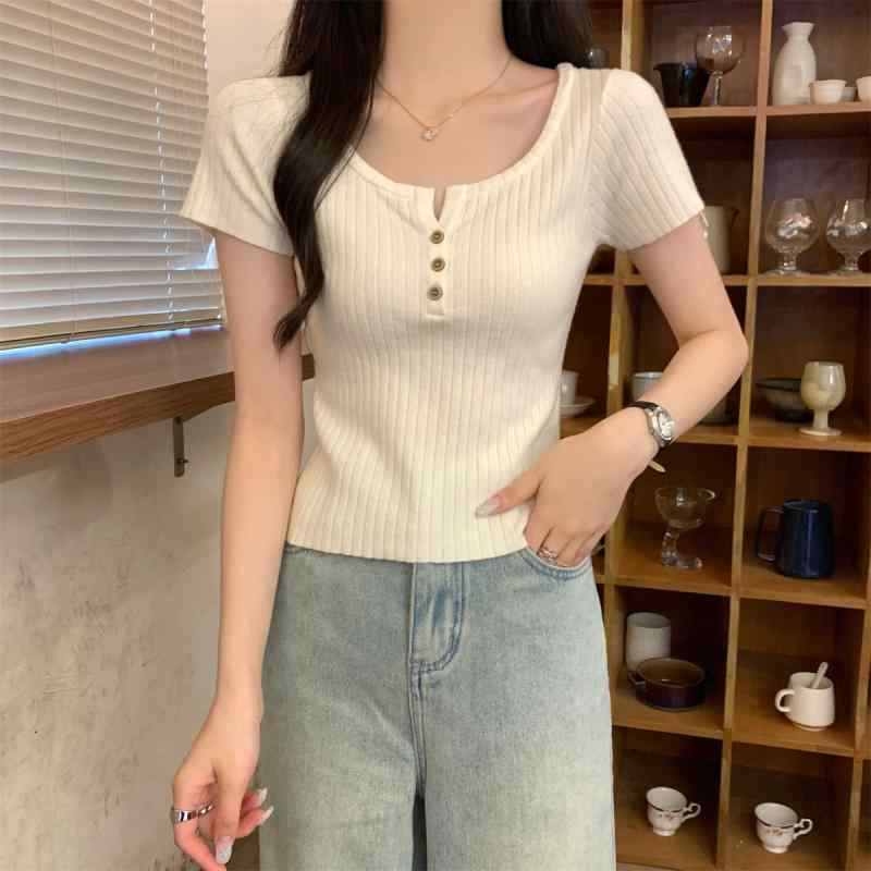 サマーニット レディース 半袖 半袖ニット Tシャツ カットソー トッ...
