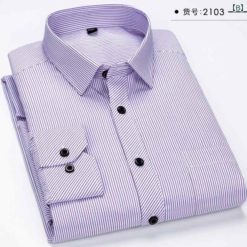 メンズ カジュアルシャツ 長袖 紳士服 トップス 春 秋 ビジネスシャツ 薄手 ストライプ シャツ レギュラーカラー 父親 おじいちゃん 50代 シニア 通勤 日常 普段着 大きいサイズ 速乾 コットン混 remake-buddy-10932135 リメイクバディー サンプル画像3