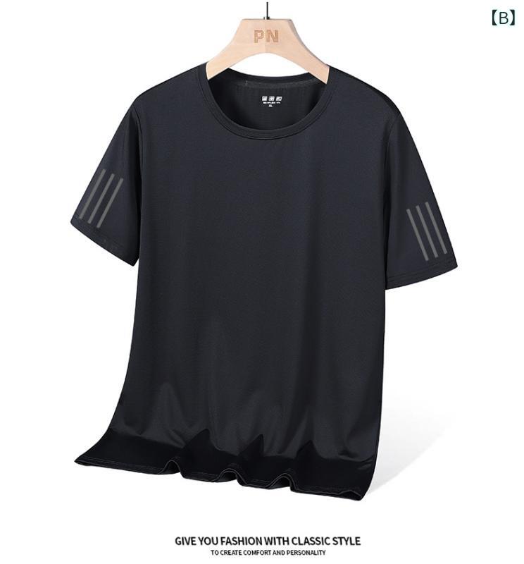 Tシャツ メンズ レディース 接触冷感 半袖 カットソー メッシュ トップス 丸首 涼しい 吸汗速乾 伸縮性 ストレッチ スポーツ トレーニング ランニング ゴルフ ウェア 紳士 お父さん パパ シニア ホワイト ブラック グレー M L LL 3L 春 remake-buddy-10933683 リメイクバディー サンプル画像2