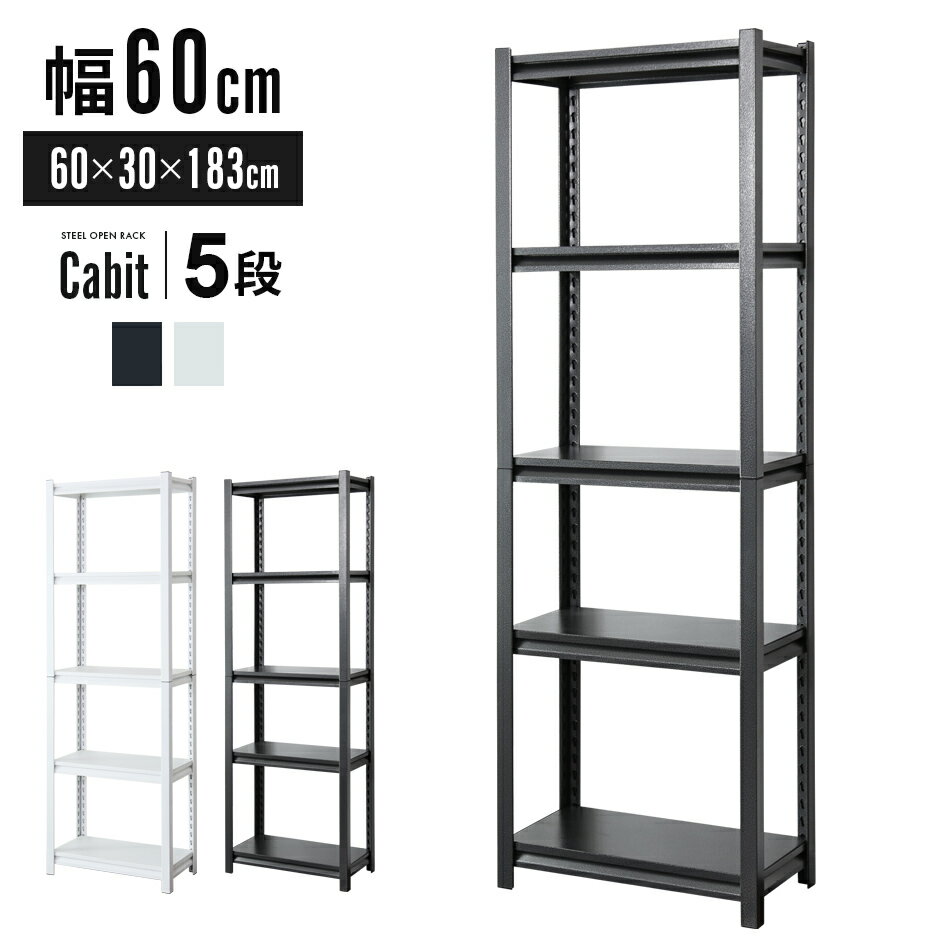 スチールラック 収納 収納ラック 幅60 5段 奥行30 高さ調節 スチールシェルフ ラック キッチンラック キッチン収納 リビング収納 オープンラック オフィス リビング 収納 棚 ラック キャビット60×30 5段 ドリス 送料無料のサムネイル