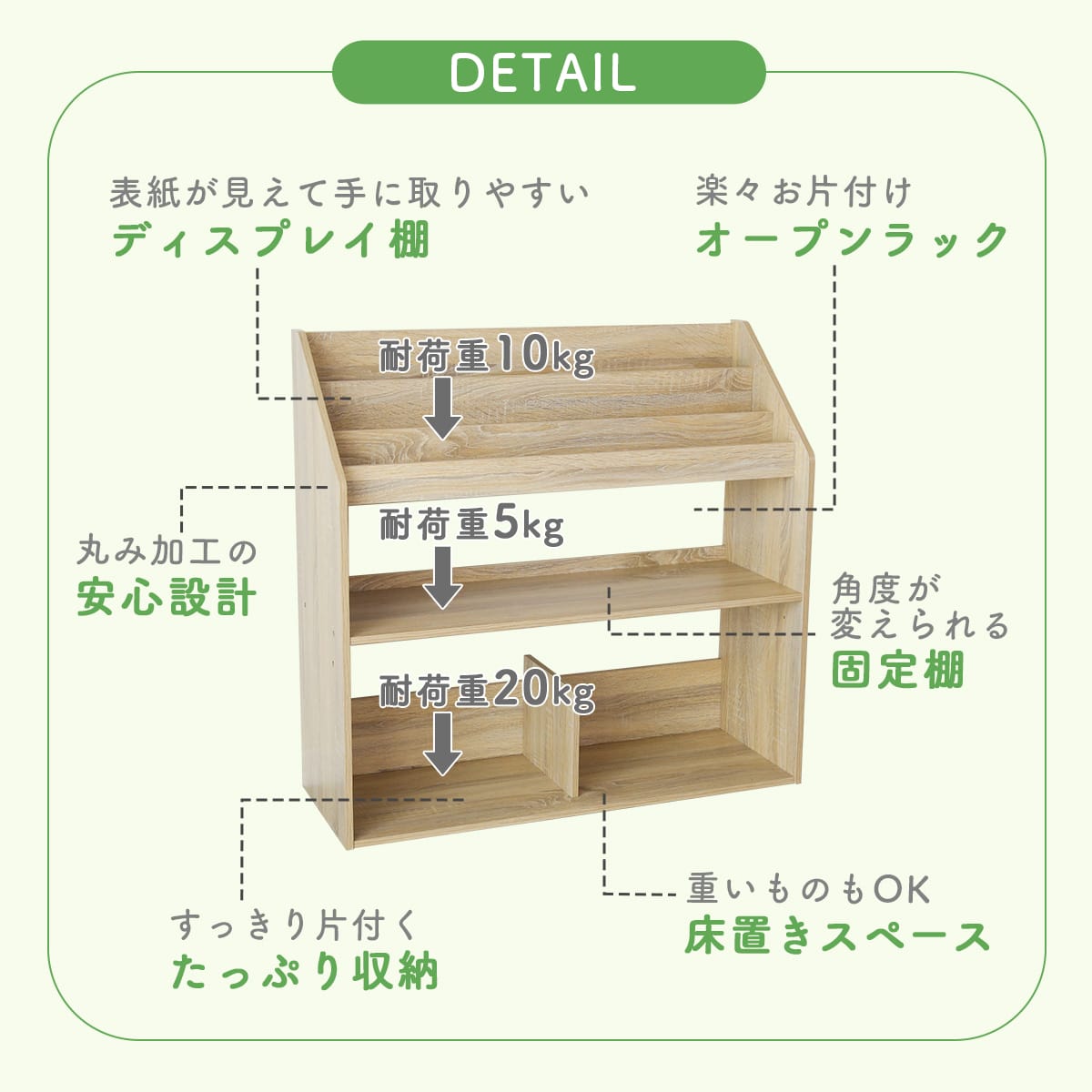 絵本ラック 本棚 収納棚 棚 ラック ワゴン 絵本 棚 キッズ 子供部屋 幅86 高さ80 おもちゃ収納 棚板調整 オープンラック ディスプレイ 収納ラック 子供用 木製 お片付け 絵本収納 ロータイプ キッズ家具 キッズラック 収納棚 3段 贈り物 入学 入園 スペパ オリバー ドリス [3]