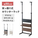 壁面収納 幅50cm つっぱり 突っ張り パーテーション 棚 パーテーションラック カウンターラック 突っ張り棚 薄型 スリム ラダーラック ウォールシェルフ ...