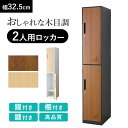 ロッカー スチールロッカー オフィスロッカー 1列2扉 2人用 収納 キャビネット 鍵付き 棚付き 鏡付き おしゃれ 木目調 幅32.5 高品質 セキュリティ万全 通気穴 棚付き ポール付き 更衣室 棚 棚板 オフィス 会社 事務 事務所 病院 施設 学校 熟 スリム ジオン1列2扉 送料無料