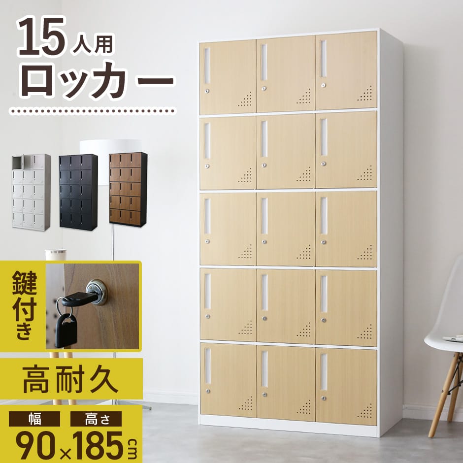 ロッカー 15人用 オフィス スチール ロータイプ 3列5段 鍵 シリンダー錠 シューズロッカー スチールロッカー 15枚扉 オフィスロッカー 業務用ロッカー 幅90 更衣室 病院 スポーツ施設 15人用ロッカー 北欧 モダン おしゃれ コンパクト スリム 収納 アークス ザイファ ドリス