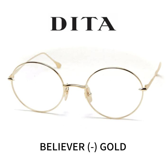 人気 日本製 ラウンド チタン フレーム メンズ レディース ブランド DITA ディータ メガネ 眼鏡 BELIEVER (-) ビリーバー DTX506-52-01 GOLD