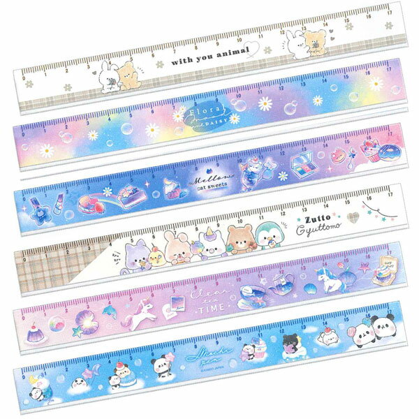 スリム 17cm 定規 215716/もちもちぱんだ 215717/ティータイム 215718/ぎゅっとずっ友 215719/キャットスイーツ 215720/ゆ...