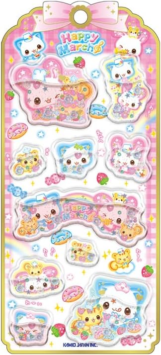 Rakuten - シール ウォーターインシール ハッピーマーチ 224314 カミオジャパン 2026年5月 かわいい クリア 立体 正規品 ホログラム 平成レトロ スパンコール キラキラ [re]