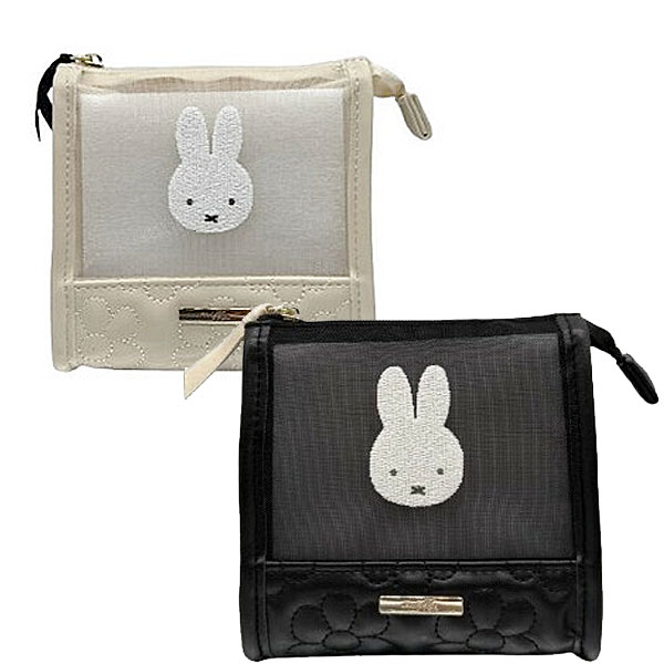 樂天商城 - ミッフィー Miffy モノクロシリーズ ミニスクエアポーチ DBM-3037/アイボリー DBM-3038/ブラック マリモクラフト 2025年7月 女の子 かわいい ポーチ 小物入れ [re]