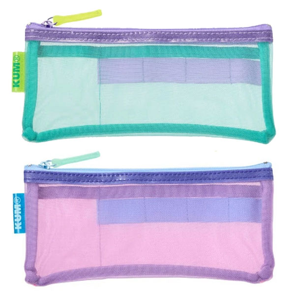 KUM クム ラメッシュペンケース 筆箱 レイメイ藤井 KM1361M/グリーン KM1361P/ピンク 2025年6月 女の子 かわいい 文房具 小物入れ ポーチ ペンポーチ [re]