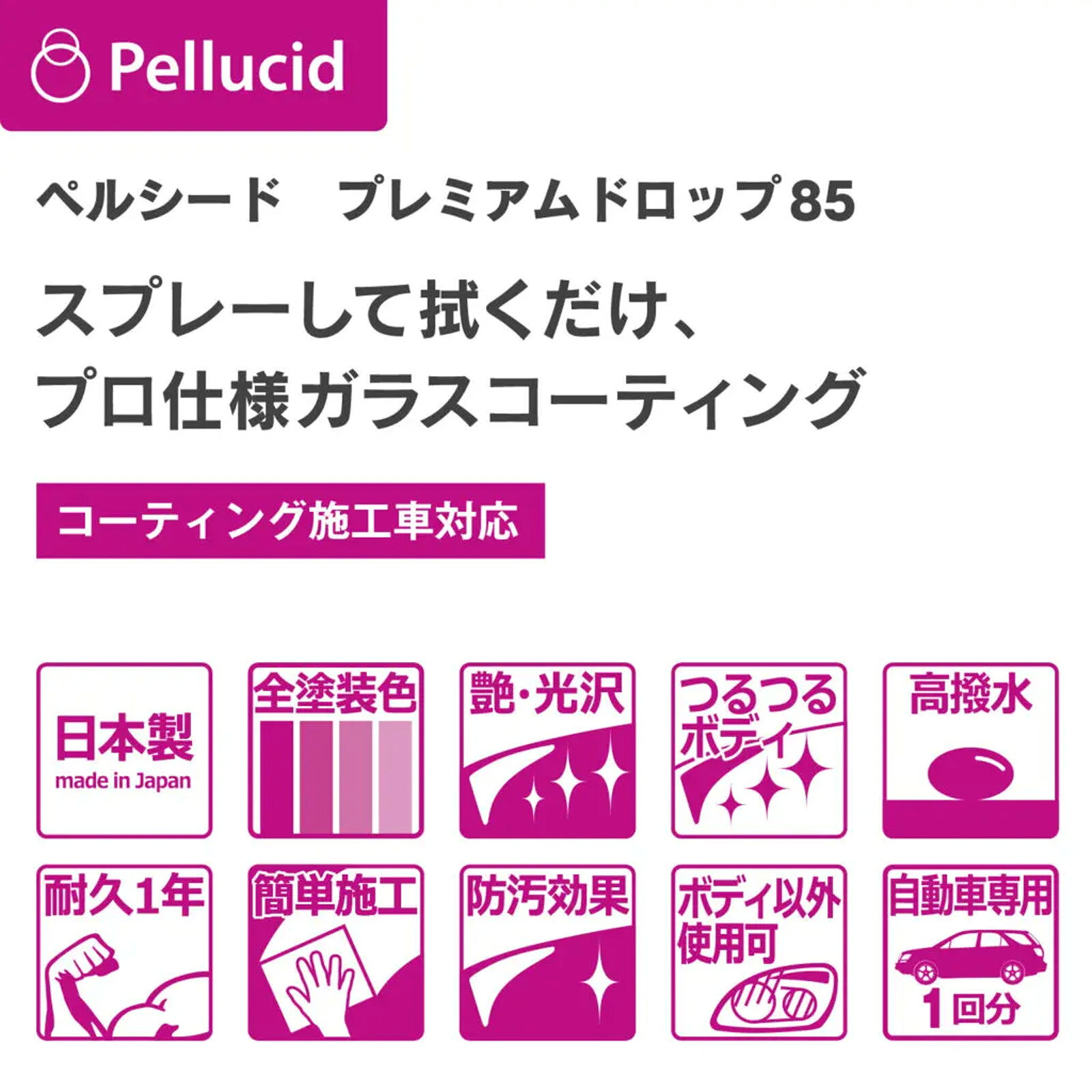 ポイント最大49.5倍 【Pellucid】 プレミアムドロップ85 ガラスコーティング剤 プ...