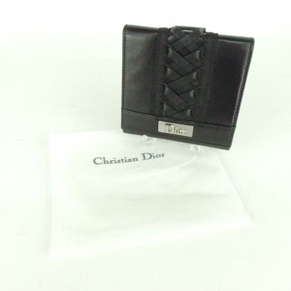 楽天reMOVE 楽天市場店Christian Dior ディオール 二つ折り財布 1点 ブラック系 レースアップ Wホック サイフ AM1714W 【中古】