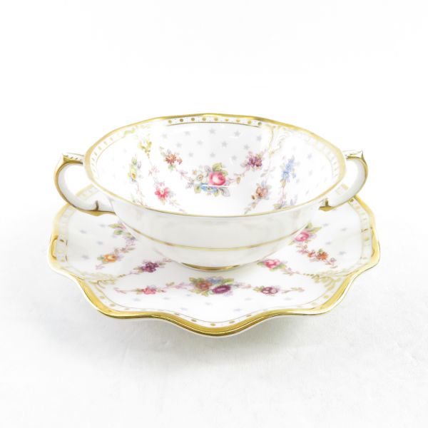 美品 Royal Crown Derby ロイヤルクラウンダービー ロイヤルアントワネット クリームスープカップ＆ソーサー 1客 SM1230F 【中古】