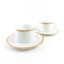 美品 Limoges リモージュ フィリップ・デズリエ ティーカップ&ソーサー 2客 ホワイト ペア SY6944K 【中古】