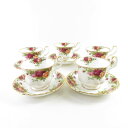 美品 ROYAL ALBERT ロイヤルアルバート オールドカントリーローズ ティーカップ&ソーサー 5客 セット SY7357K 【中古】