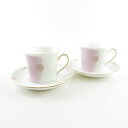 未使用 WEDGWOOD ウェッジウッド Satin サテン デミタスカップ&ソーサー 2客 ペア 金彩 ピンク系/グレー/白 SU4849U 【中古】