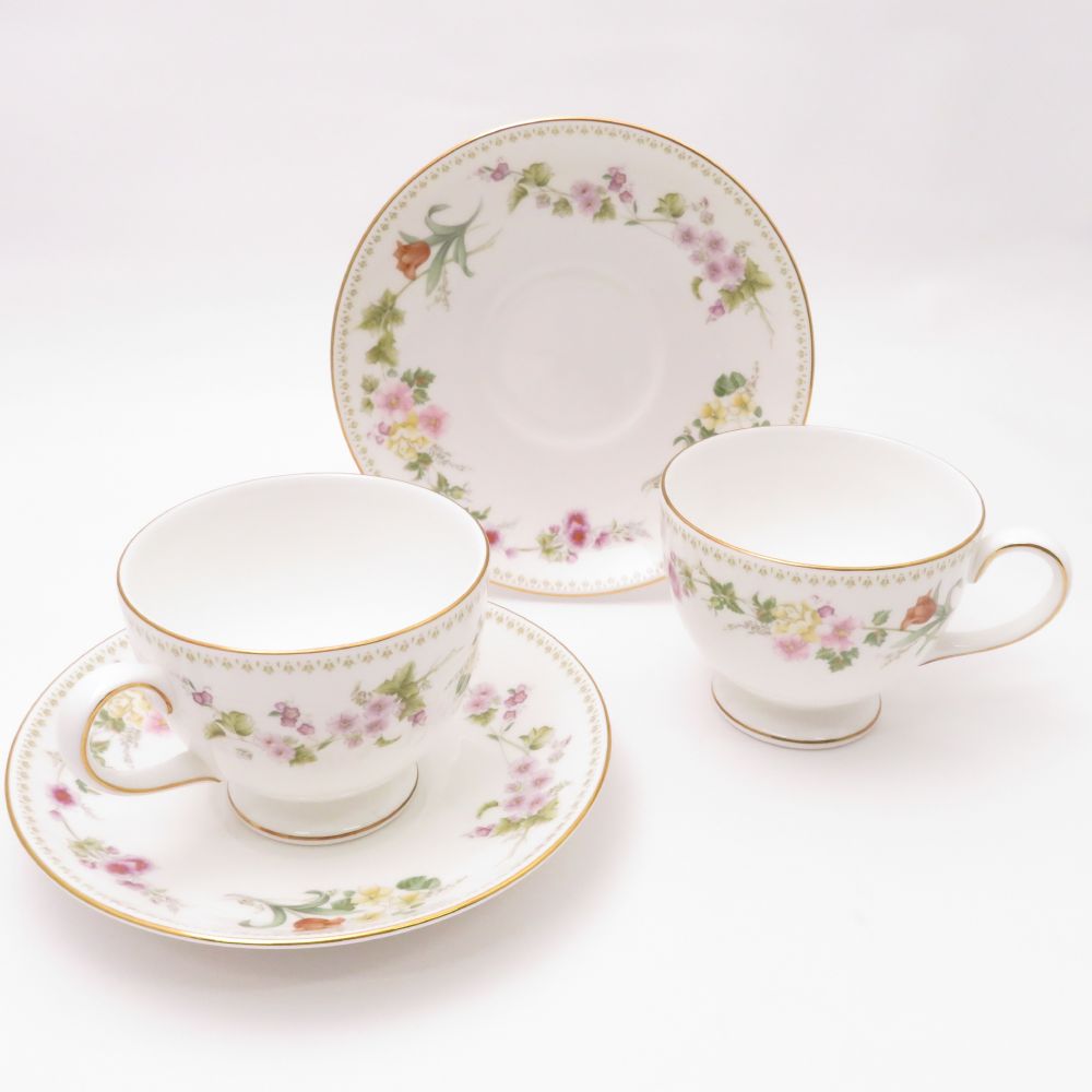 美品 WEDGWOOD ウェッジウッド ミラベル ティーカップ＆ソーサー 2客 リー ペア SY8196S 【中古】