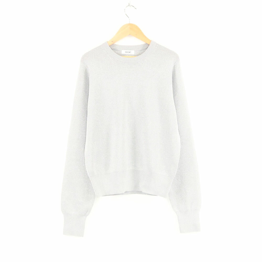 未使用 HAUNT ハウント Glitter Pullover グリッター プルオーバー 38 シルバー ラメ 長袖ニットセータートップス レディース AU2473W1 【中古】