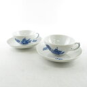 美品 ROYAL COPENHAGEN ロイヤルコペンハーゲン ブルーフラワーカーブ 8049 ティーカップ&ソーサー 2客 ペア SY8857V 【中古】