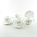 WEDGWOOD ウェッジウッド エイプリルフラワーズ ティーカップ＆ソーサー 4客 セット 花柄 4月 黒壺 SU6708K 【中古】