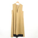 美品 ADORE アドーア 5313140300 麻ツイルワンピース 38 麻100% キャメル ロング レディース AO1776A62 【中古】