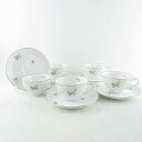 美品 OKURA 大倉陶園 三色小花の図 カップ&ソーサー 5客 セット 碗皿 ティー/コーヒー SU5870C 【中古】