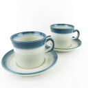 美品 WEDGWOOD ウェッジウッド Blue Pacific ブルーパシフィック カップ&ソーサー 2客 OVEN TO TABLE ペア 廃盤 ヴィンテー...