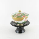 美品 IEI インペリアルエンタープライズ 葉月 千本釈迦堂 ふよう 蓋付 湯呑&茶托 8月 ジャパニーズカップ 桜庭春来 1984 SY8992D 【中古】