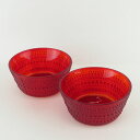 美品 iittala イッタラ カステヘルミ レッド ボウル 2枚 ペア 北欧 フィンランド SY9867U 【中古】