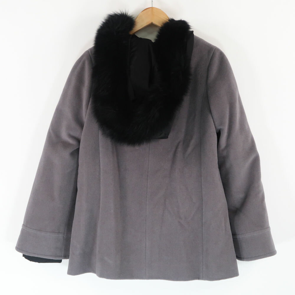 未使用 ELISA エリザ ノーカラーコート 1 アンゴラ ウール インナーダウン付 フード ファー レディース AO2087W4 【中古】