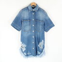 未使用 STELLA McCARTNEY ステラマッカートニー デニムシャツ 34 (XS) コットン100% 半袖 ビンテージ ダメージ加工 ワンピース レデ...