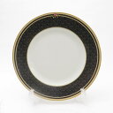 美品 WEDGWOOD ウェッジウッド クリオ ブラックダマスク 中皿 1枚 20cmプレート パン ケーキ デザート 金彩 SU7725U 【中古】