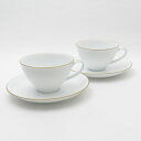美品 OKURA 大倉陶園 ゴールドライン カップ&ソーサー 2客 ペア コーヒー ティー クープシェープ 白磁 SO1385H 【中古】