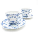 美品 ROYAL COPENHAGEN ロイヤルコペンハーゲン ブルーフルーテッド フルレース 1035 カップ&ソーサー 2客 ペア コーヒー デミタス モカ...