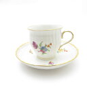 美品 KPM BERLIN KPMベルリン ロカイユ フラワーブーケ コーヒーカップ&ソーサー 珈琲 花 蝶 金彩 SU8330U 【中古】