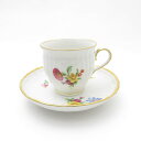 美品 KPM BERLIN KPMベルリン ロカイユ フラワーブーケ コーヒーカップ&ソーサー 珈琲 花 蝶 金彩 SU8335U 【中古】