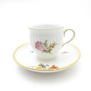 美品 KPM BERLIN KPMベルリン ロカイユ フラワーブーケ コーヒーカップ&ソーサー 珈琲 花 蝶 金彩 SU8336U 【中古】