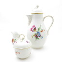 美品 KPM BERLIN KPMベルリン Neuosier ノイオジェール コーヒーポット&シュガーポット&クリーマー 3点 セット 茶器 金彩 フラワーブー...